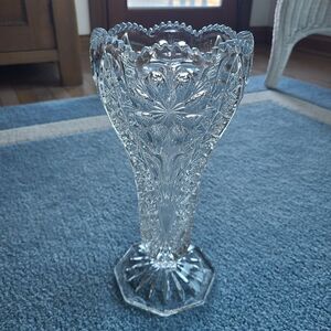 Heavy Imperial Glass Ohio Cosmos Clear Collection 12" Clear Flower Vase EAPG